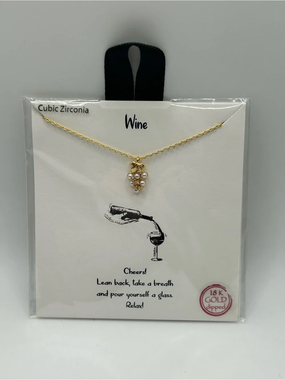 NEW Gold Wine Cluster Pendant Necklace w/ Pearls-Gold Dipped & Cubic Zirconia